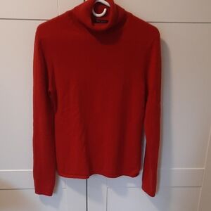 Henri Bendel Vibrant Red Turtleneck Cashmere Sweater Size L